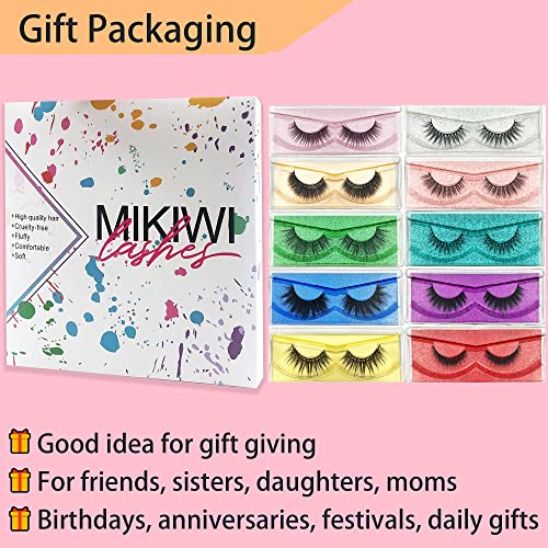False Eyelashes 10 Pack Lashes, 13-15Mm Wholesale 5D Fake Faux Mink Lashes, Fluffy Natural Eye Lashes, Faux Mink Eyelashes Q2 #TOP6