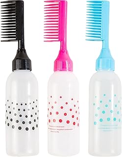 3 قطع من زجاجات توزيع مشط الجذور بيفورتي، فرشاة صبغ الشعر، زيت مع مقياس متدرج للمنزل وصالونات التجميل، بولي ايثيلين