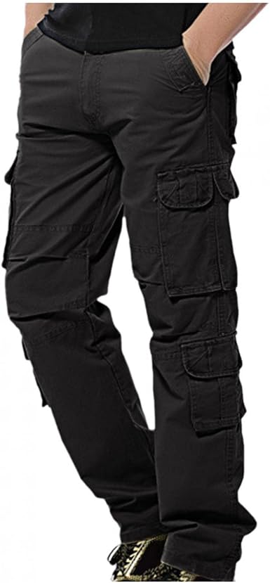 Amazon.com: Pantalones cargo de pierna recta para hombre, ajuste relajado,  casual, color sólido, pantalones de cintura media con cremallera con  múltiples bolsillos : Ropa, Zapatos y Joyería