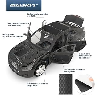 HASKYY Piastre in alluminio butilico da 2 mm, 1,11 m², 500 x 370 mm, 6 x tappetini isolanti neri, autoisolanti per auto, isolamento acustico e isolamento acustico