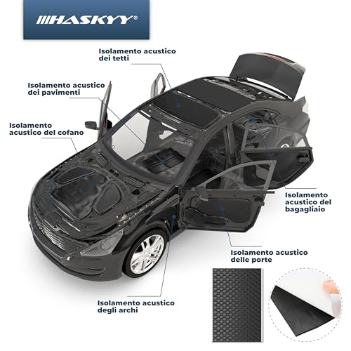 Haskyy Piastre In Alluminio Butilico Da 2 Mm, 4,44 M², 500 X 370 Mm, 24 X Tappetini Isolanti Antirumore, Autoisolanti Per Auto, Isolamento Acustico E Isolamento Acustico - 3