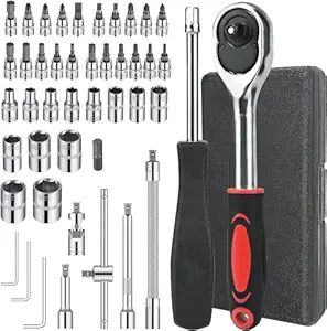 TAGE 46 in 1 Pcs Combination Wrench Set/Socket, Car&Bike Repairing Hand Tool Long Handle Kit 46pcs Combo Tools Repair Box for Spanner Force Kit, Tools Set