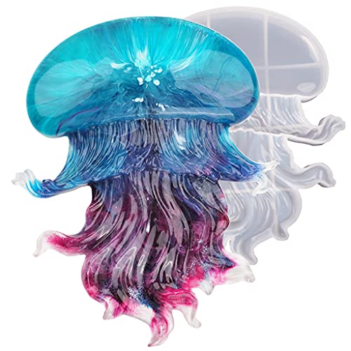 yunestry Crystal Resin Molds Jellyfish Shape Moulds Cute Marine Animal Epoxy Silicone Crafts Art Compatible with Kids Teens Gift
