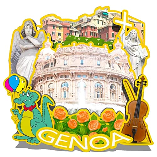 Imán decorativo de madera Italy Genoa 3D miniatura 1