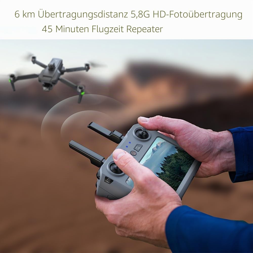 X-Verse ZLL SG909 Drohne mit Kameras 4K, Bildschirmfernsteuerung, 3 Achsen Gimbal+Repeater, RC 6km, 360d° Hindernis Vermeidung, Professionelle Faltbarer Quadcopter für Erwachsene- 2 Batterien