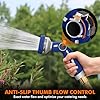 RESTMO Hose Nozzle Heavy Duty, Metal Water Hose Sprayer for Garden, 9 Spray Patterns | High Pressure | Thumb Flow Control | On/Off Valve, Ideal for Lawn & Plant Watering, Car & Pet Washing, Blue #2