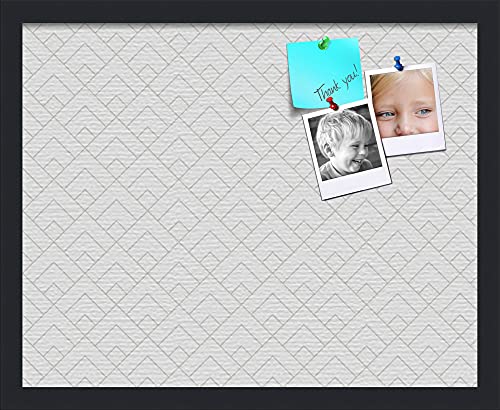 PinPix 20x16 inch Cork Bulletin Board. This Decorative Framed Pin Board Comes with Peaks Modern Pattern White Grey Design and Satin Black. Ideal for Home, Office Decor or School (PinPix-1795)