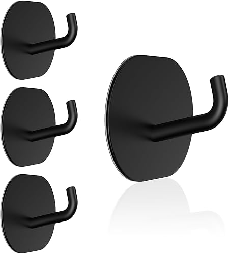 Ganchos adhesivos, paquete de 4, ganchos para toallas, acero inoxidable 304, ganchos de pared ovalados para ducha, bata, abrigo, sombrero, llave,