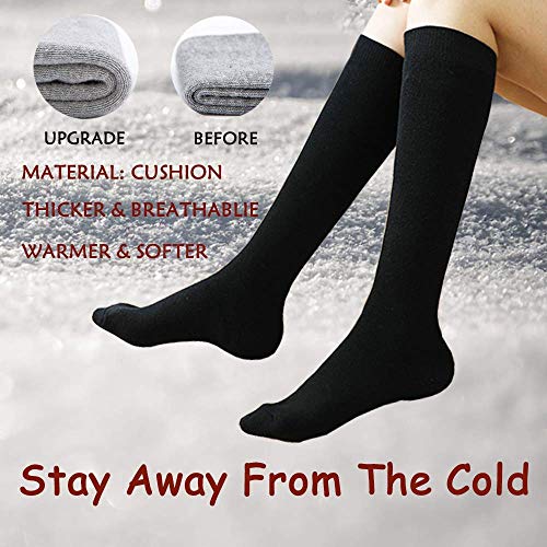 Warm Knee High Socks For Women&Men-Thermal Cotton Socks For Hiking,Work,Winter(5 Black Pack Women) One Size #TOP2