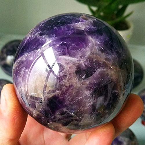 OMTONGXIN Sphères en Cristal 70 / 90mm Natural Amethyste Stone Quartz Crystal Ball Ble Beautiful Purple Quartz Cristaux de guérison Boule en Verre (Color : Diameter 60mm 65mm) Cover