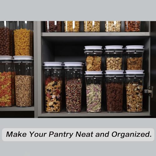 FreshKeeper Food Dispenser Set, Airtight Food Storage Container with Lid 1.5L,2PCS BPA-FREE Plastic Pantry Organization Canisters for Nuts Quinoa Coffee and More Dry Food in Kitchen - Thumbnail 6