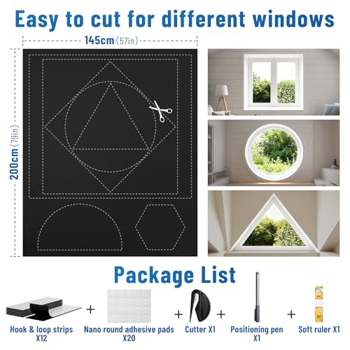 RCHYFEED Blackout Blinds, Window for Bedroom Traceless Removable, 145x200cm Portable Blackout Blinds Stick on Window | Cutting any Size Shape for Nursery Bedroom Travel RV Car - Image 2