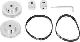 2 Set Synchronous Wheel, GT2 Aluminum Alloy Timing Pulley with 2Pcs Length 200mm Width 6mm Belt for 3D Printer CNC Machine (8mm / 0.31in Bore)