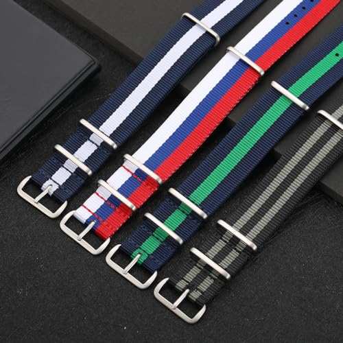 TACTICAL FROG Nylon Watch Band 18mm 19 mm 20mm 22 mm 24 mm, Waterproof Military Watch Straps Replacement for Men Women, With Stainless Steel Buckle (Black grey, 20mm) by TACTICAL FROG - Used condition - Image 8