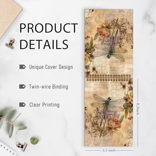 Carnet libellule à spirales format A5 14x21 cm pour notes professionnelles