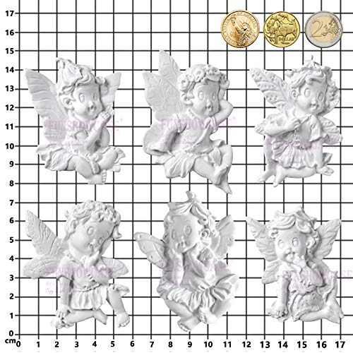 Funshowcase Large 6 Holes Fairy Angel Baby, Angelic Cherub With Wings Silicone Mold For Cake Decoration #TOP2