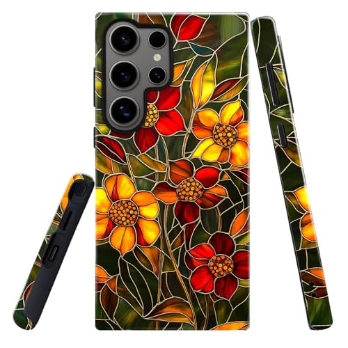 DAIZAG Case for Samsung Galaxy S23 Ultra,Military-Grade Protection Cover,Vintage Bright Flower（Glossy）