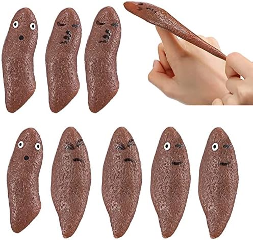 8pcs Novelty Toys Finger Slingshot Fake Poop Toy Fingers Stretchy Funny Rubber for Flying and Party Games