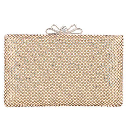 Fawziya Bow Purse For Women Rhinestone Crystal Evening Clutch Bags-ABGold
