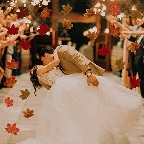 100pcs Autumn Leaves, Artificial Autumn Fall Maple Leaves Multi Color, Autumn Fake AutumnFall Leaves Table Scatters for Fall Weddings & Autumn Parties Autumn Decorations