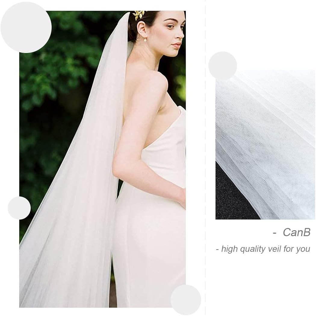 Miniatura 9 de CanB Velo de novia velo largo velo de novia longitud catedral suave velo novia vestido de pelo con peine 2T 118 pulgadas para mujeres y niñas