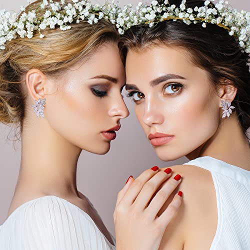 Airiqi Wedding Earrings For Brides Bridal Earrings For Wedding Bridesmaid Earrings, Rhinestone Earrings Dangling Silver Prom Earrings Cubic Zirconia Earrings Wedding Jewelry For Bride (Silver 01) #TOP3