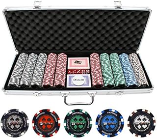 Versa Games 500pc 13.5g Pro Poker Clay Poker Set Poker Chips, Heavy 13.5g Casino Grade Poker Chips,, 5 Color Chip Denomination