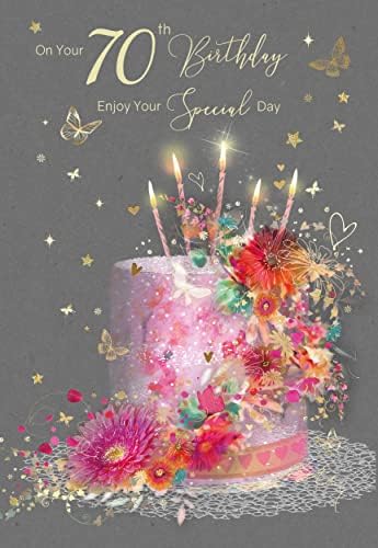 Stylish Milestone Age 80 Female 80th Birthday Greeting Card - from the Gorgeous Grace Range - Glitter & Foil Finished with Gold Envelope (80th)