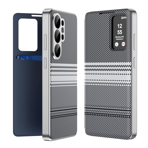 Coque Samsung Galaxy S26 Ultra BRAND SET en cuir noir avec porte-carte et fenêtre