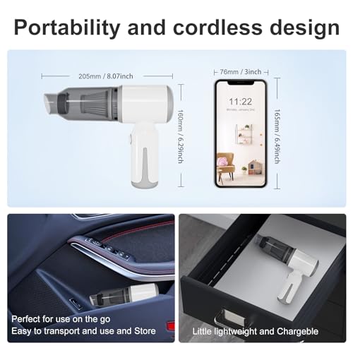 Mini aspirador de pó sem fio, aspirador de pó portátil para carro 9KPa, sucção de alta potência, por