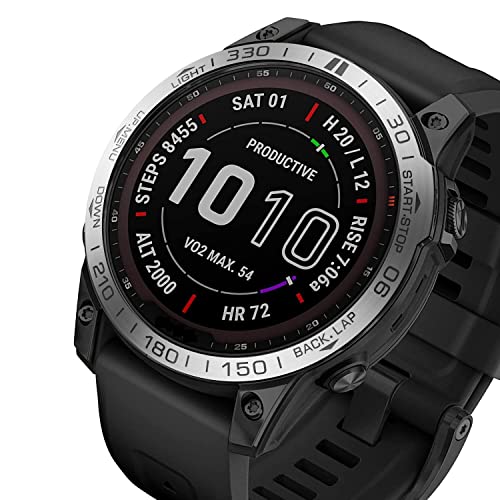 Bisel de acero inoxidable para Garmin Fenix 6 Pro de 22mm con acabado premium plata