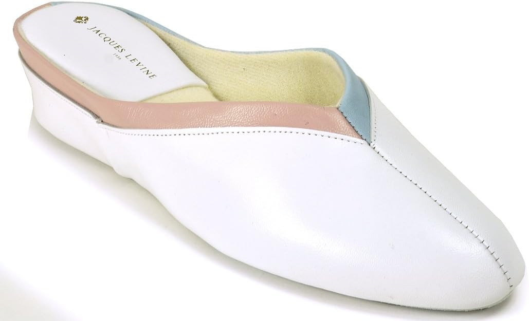 Jacques Levine #4640 Womens Wedge Slipper 5.5M,White Multi