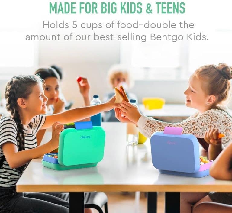 Bentgo® Pop - Bento-Style Lunch Box for Kids 8+ and Teens - Holds 5 Cups of Food with Removable Divider for 3-4 Compartments - Leak-Proof, Microwave/Dishwasher Safe, BPA-Free (Spring Green/Blue)