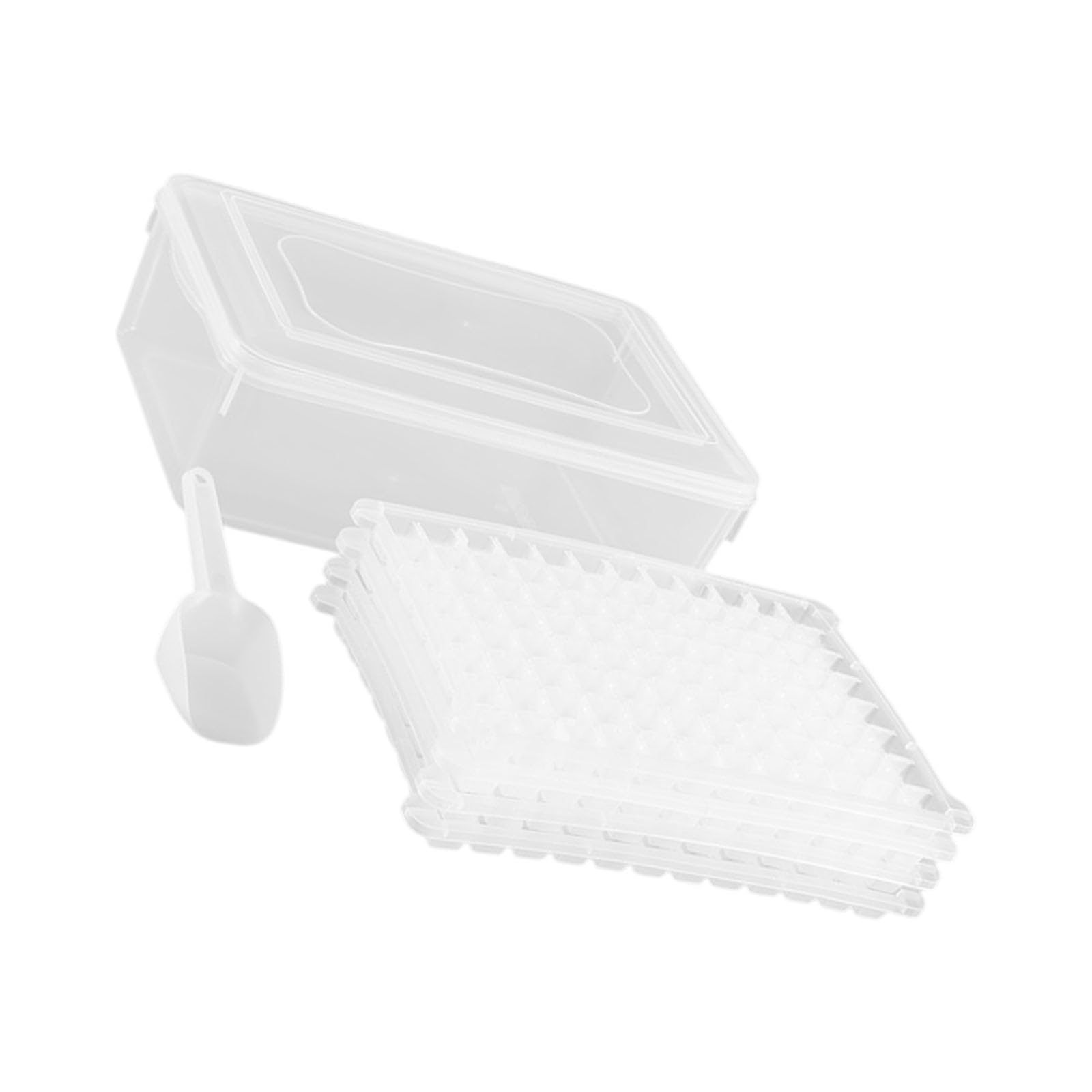 Tsophreniq Space Efficient Ice Cubes Tray PP Materials Stackable Mold with Lid Suitable for Small Freezers Mold for Drink