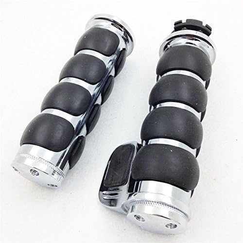HONGK- Chrome Rubber Hand Grips 1" Pair Compatible with Harley Davidson Softail Fat Boy FLSTF [B01BN0NV9W]