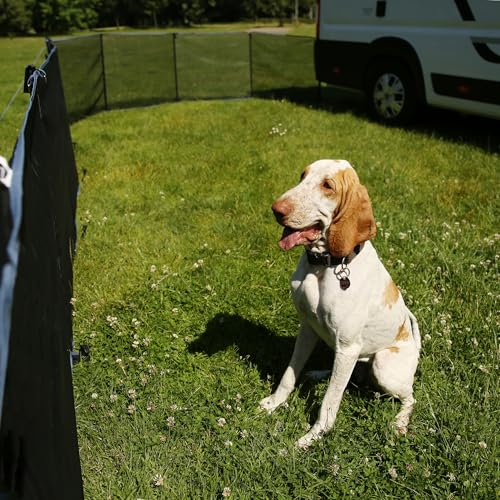 your GEAR Mobiler Hundezaun 4m für Camping & Garten – Robustes Textilene-Mesh 90 cm hoch – Endlos erweiterbar & wetterfest – Komplettset inkl. Stangen & Tasche