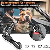 Eyein Hunde Sicherheitsgurt für Auto, Verstellbare Hundegurt fürs Auto mit Elastischer Ruckdämpfung, 3 in 1 reflektierend Hunde Anschnallgurt für alle Hunderassen & Autotypen, 90cm (Schwarz)