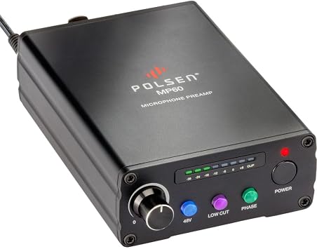 Microphone Preamp Compatible with Shure, Dynamic Mics, Pre Amp for Microphones, and XLR Preamp for Studio and Podcasting