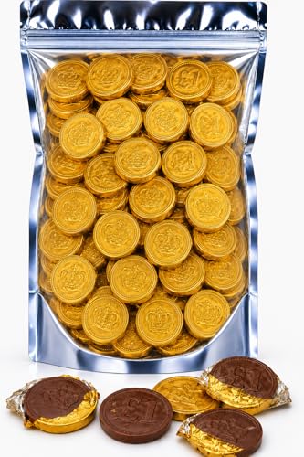 Milk Chocolate Gold Coins Pack of 50+ | Foil Wrapped Chocolate Coins Bulk Pack | Chocolate Gift for Party Bags Fathers Day Kids Parties & Sweet Sharing Bulk Chocolate Sweets