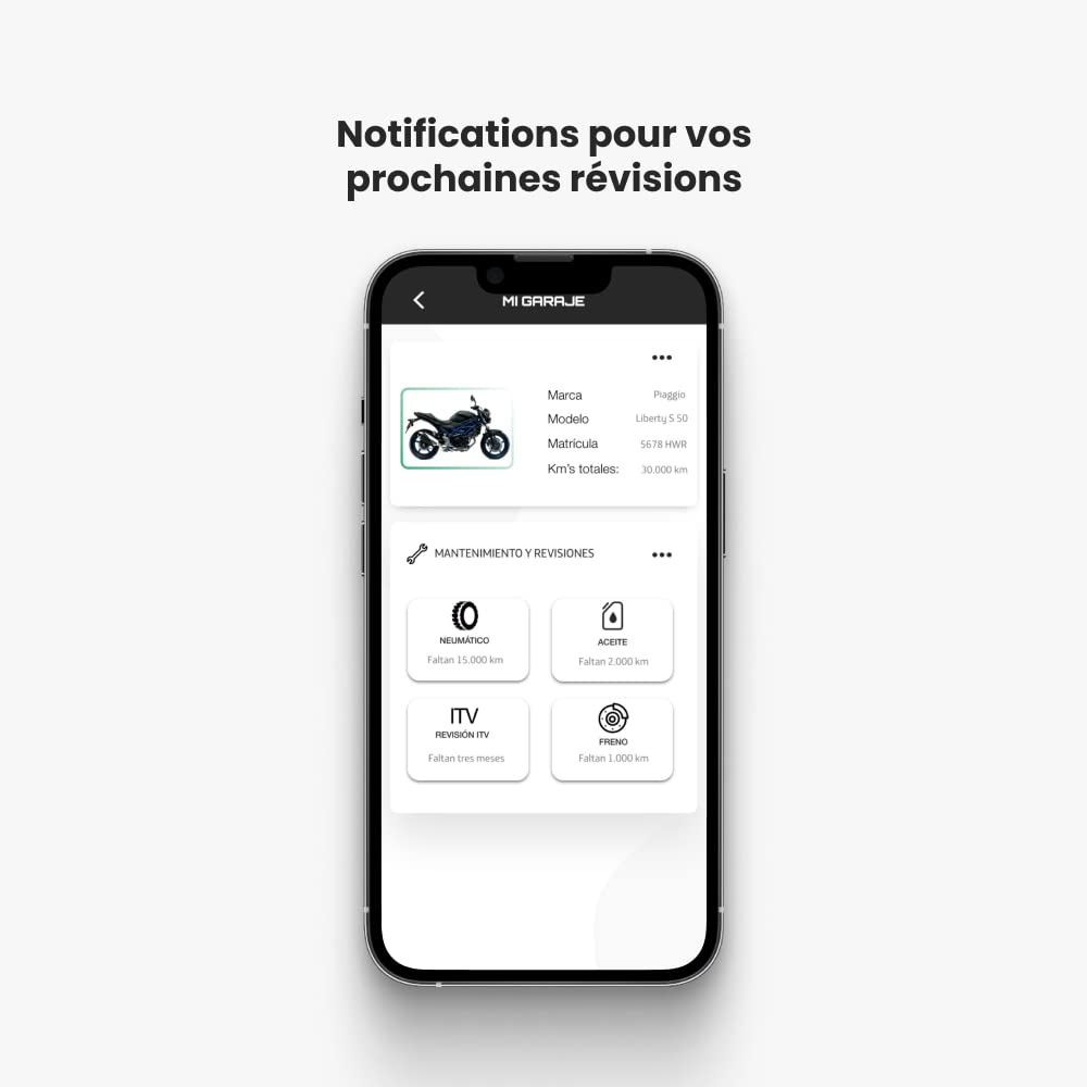 KOMOBI City Traceur GPS pour Moto et Alarme Antivol. Localisateur de Scooter avec Abonnement et SIM. GPS Tracker avec Avis de Révisions. Traqueur de Vehicle avec Géolocalisation + Smartkey
