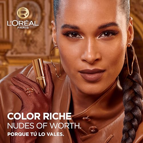 L'Oréal Paris - Rouge à Lèvres - Couleur Intense & Fini Satin - Enrichi en Huile d'Argan - Color Riche Nus Audacieux - Teinte : 570 WORTH IT INTENSE