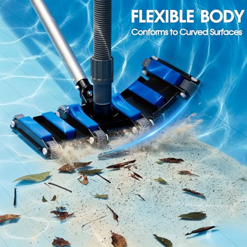 Commercial-Grade 4.4 LB Weighted Pool Vacuum Head & Swivel Handle - Lab-Tuned Brush,Debris Guide & Vinyl-Safe Wheels for High-Efficiency Cleaning,Inground & Above Ground Swimming Pools –Blue by TidyMister - Image 7
