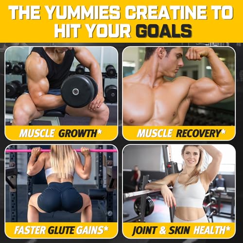 (180 Count) Creatine Monohydrate Gummies for Men & Women - Creatine Pre Workout Gummies for Muscle Builder, Muscle Strength, Recovery, Endurance, Energy, Creatine for Women & Men, Vegan, Mixed Berry — view 3