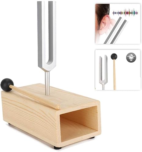 Miniatura 2 de Diapasón, martillo de diapasón, diapasón de afinación 440Hz, herramientas de percusión, martillo de madera, herramienta de sonido. Estante para