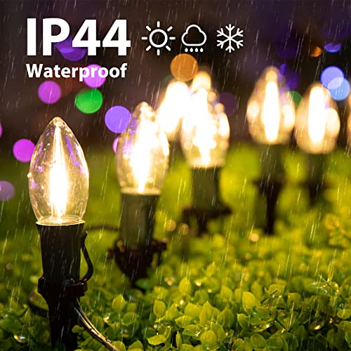 C9 Christmas Pathway String Lights Outdoor - 2 Pack 25.7 Feet 20 Clear Sidewalk Lights With 20 Stakes, Extendable Waterproof Walkway Lights For Outdoor Holiday Driveway Decoration, Warm White #TOP1