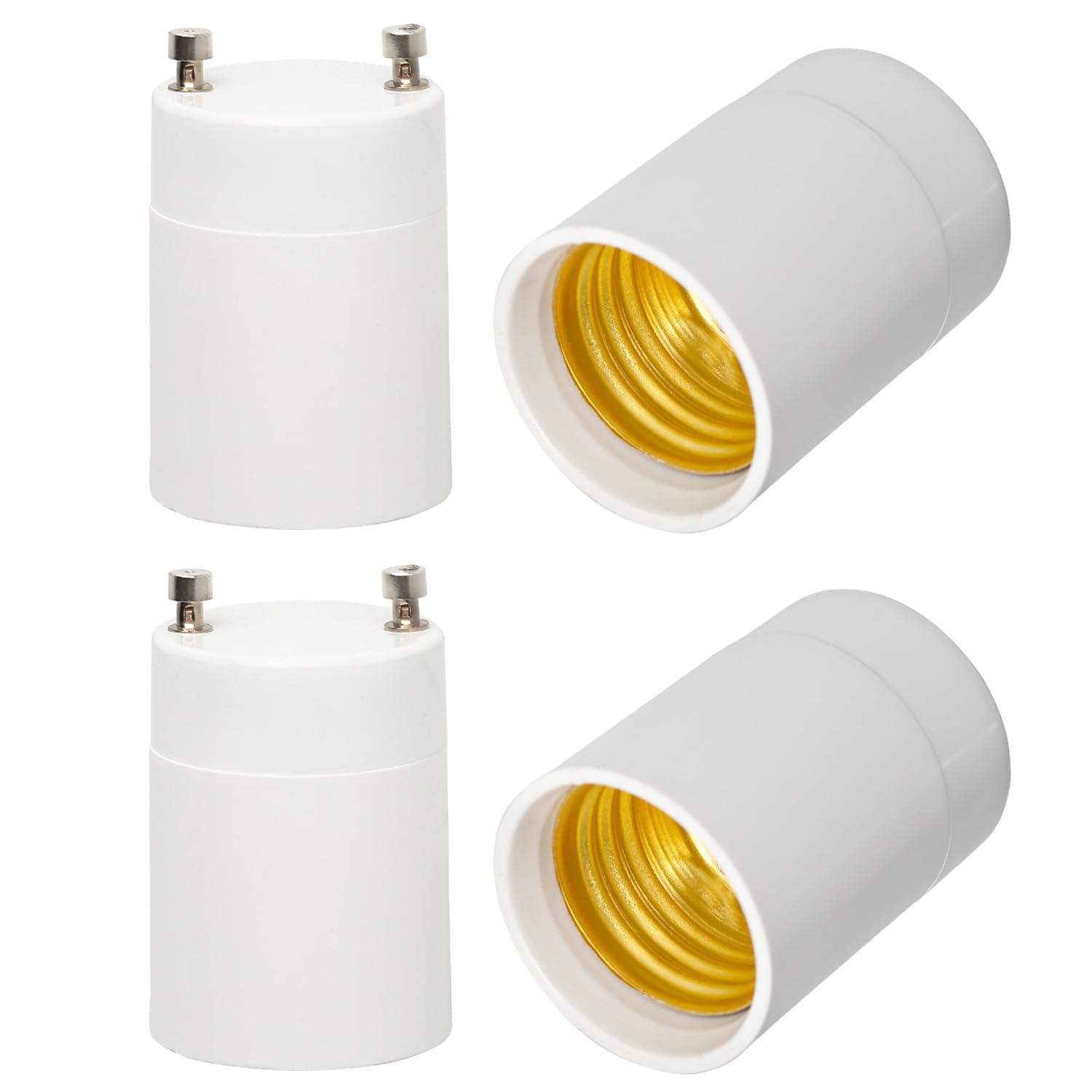 Seentech GU24 to E26/E27 Adapter, Converts GU24 Bi-Pin Base to Standard Screw-in Socket, Medium Base Converter for LED Bulbs, 200W Max, (4 Pack)