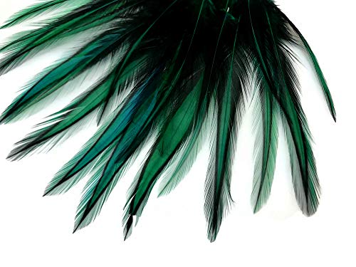 10 Pieces - Peacock Green Laced Long Rooster Cape Feathers Fly Tying Whiting Blw Rooster Saddle | Moonlight Feather #TOP2