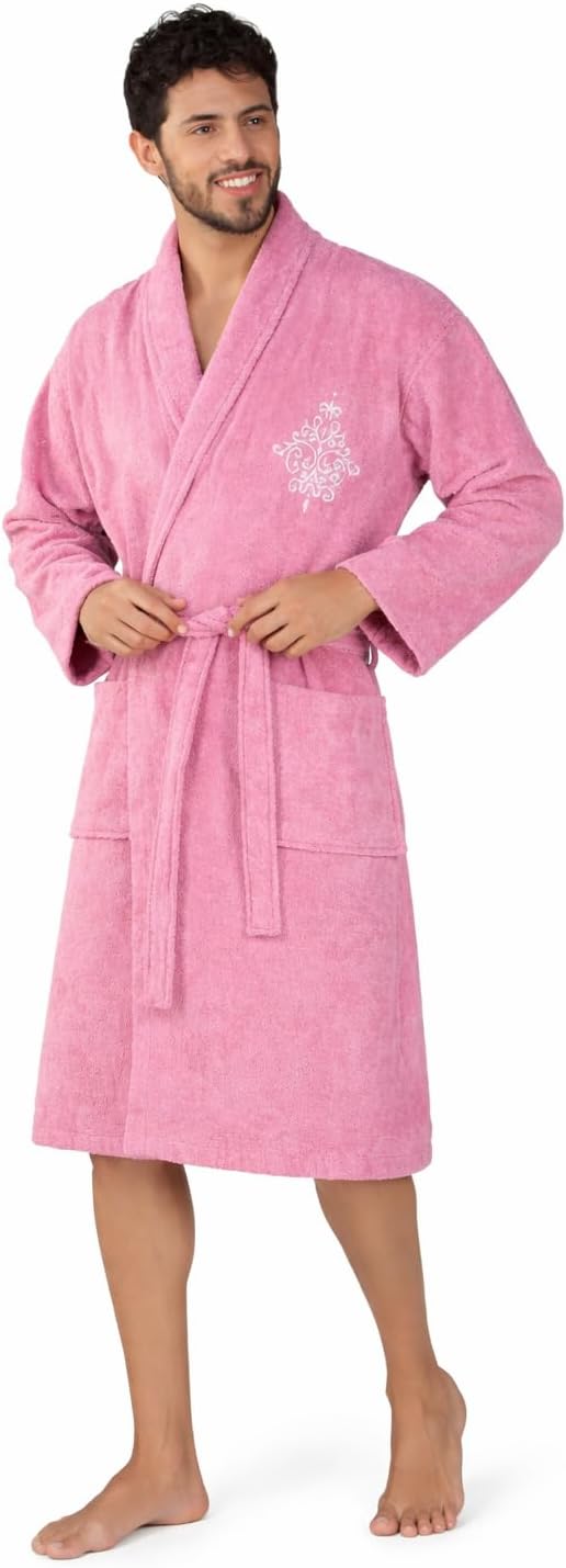 Rangoli Royal Bamboo Premium Bathrobe For Men | Ultra Soft Bamboo Yarn Lightweight Bathing Robes | 460 GSM Highly Absorbent & Quick Drying Luxurious Bath Gown | Knee Length Bath Robe - Purple