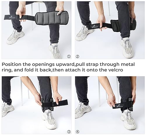 Sportneer Adjustable Ankle Weights Set of 2-2/3/4/6/7 LBS Pair with Removable Ankle and Wrist Weight for Women Men Kids, Weighted Ankle Weights Set for Gym, Fitness, Workout, Running (Dark Gray) by Sportneer - Image 5