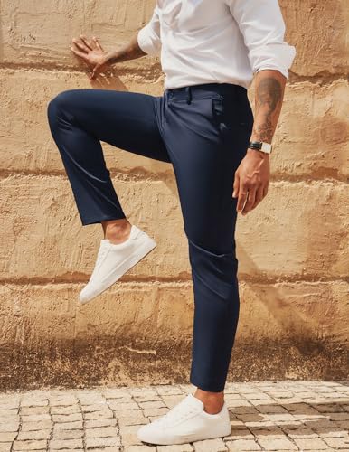 PJ PAUL JONES Mens Golf Pants Stretch Work Dress Pant Casual Classic Fit Lightweight Slacks Trousers with 5 Pockets2